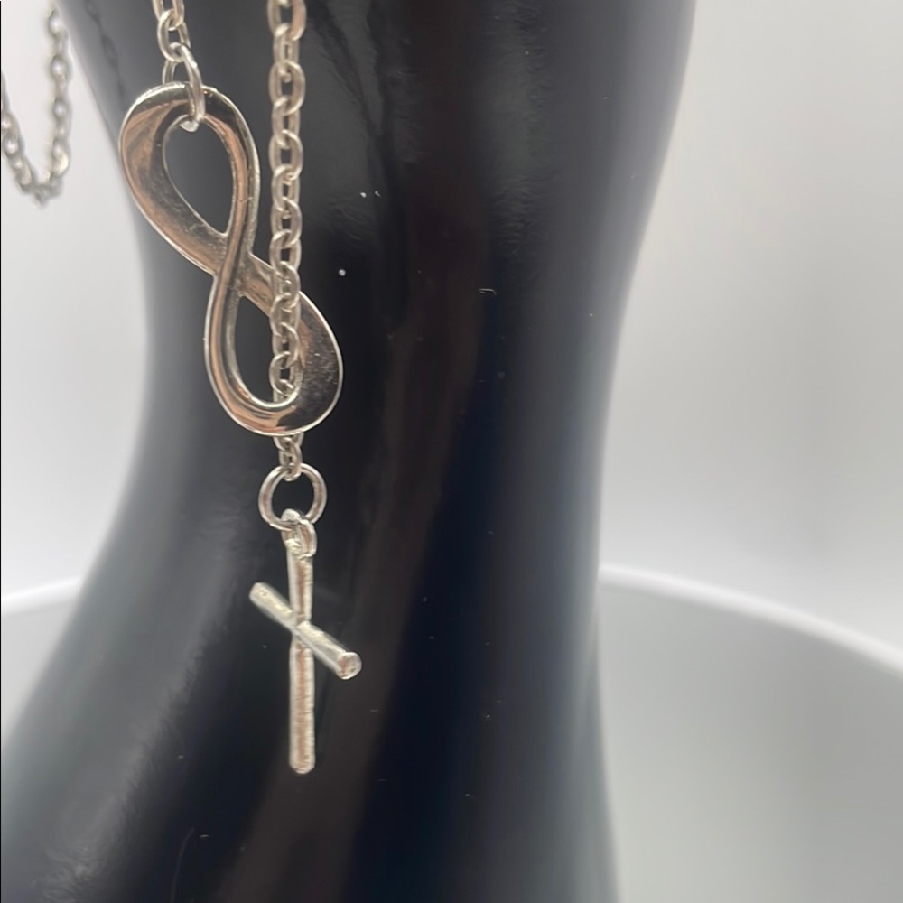 Elegant Silver Infinity Cross Necklace